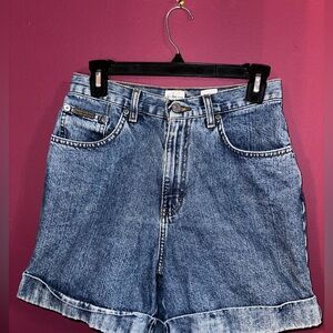 Calvin Klein blue denim shorts with a relaxed fit vibes